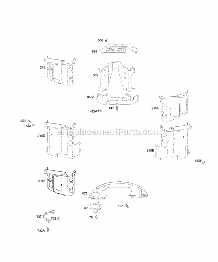 Air Guides Back Plates Diagram and Parts List for 350776-1046-A2  Briggs and Stratton Engine